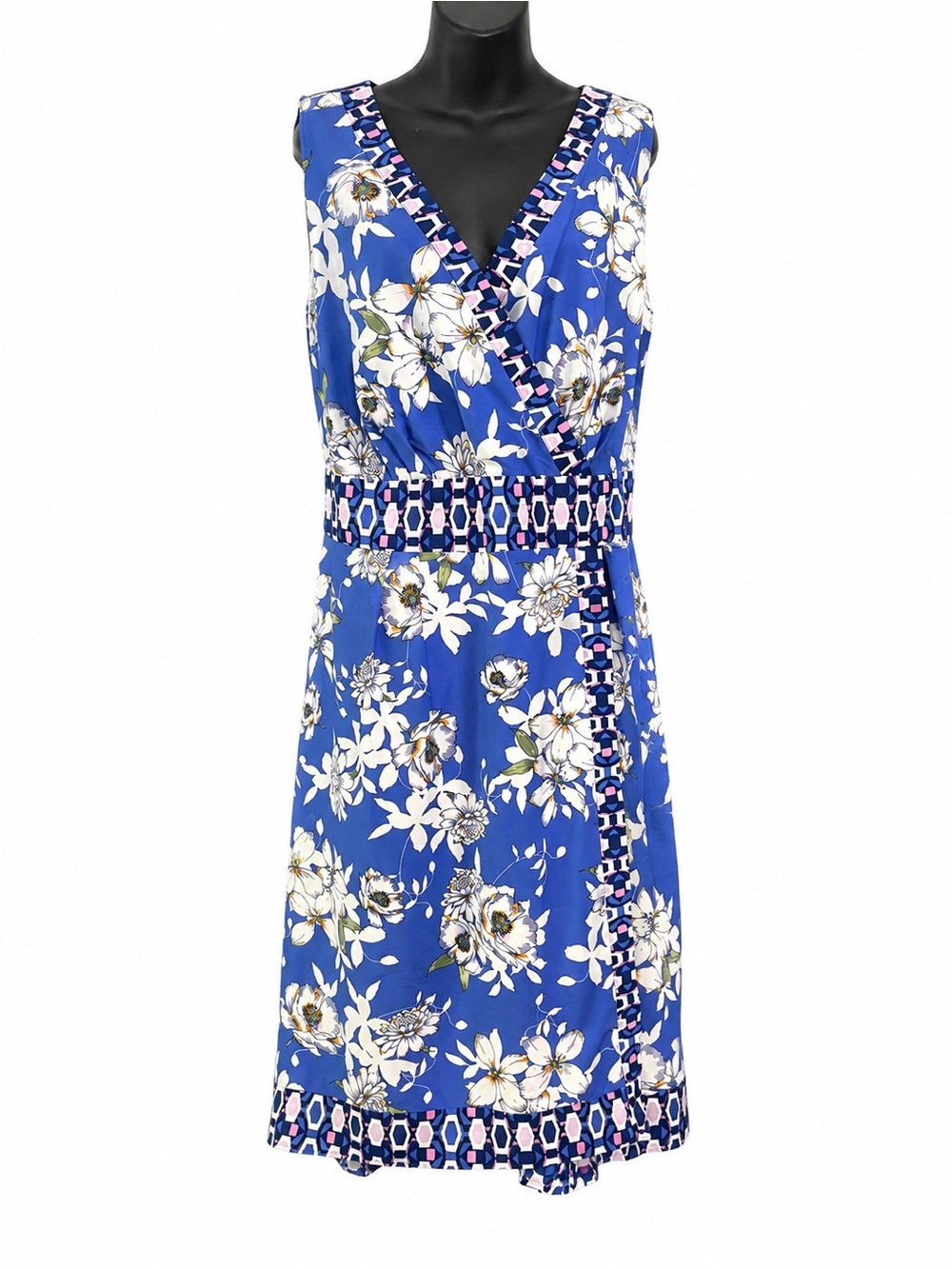 Chris McLaughlin Royal Blue Faux Wrap Dress 22w d1